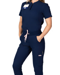 Libra skinny women's Jogger scrub pant-Navy .