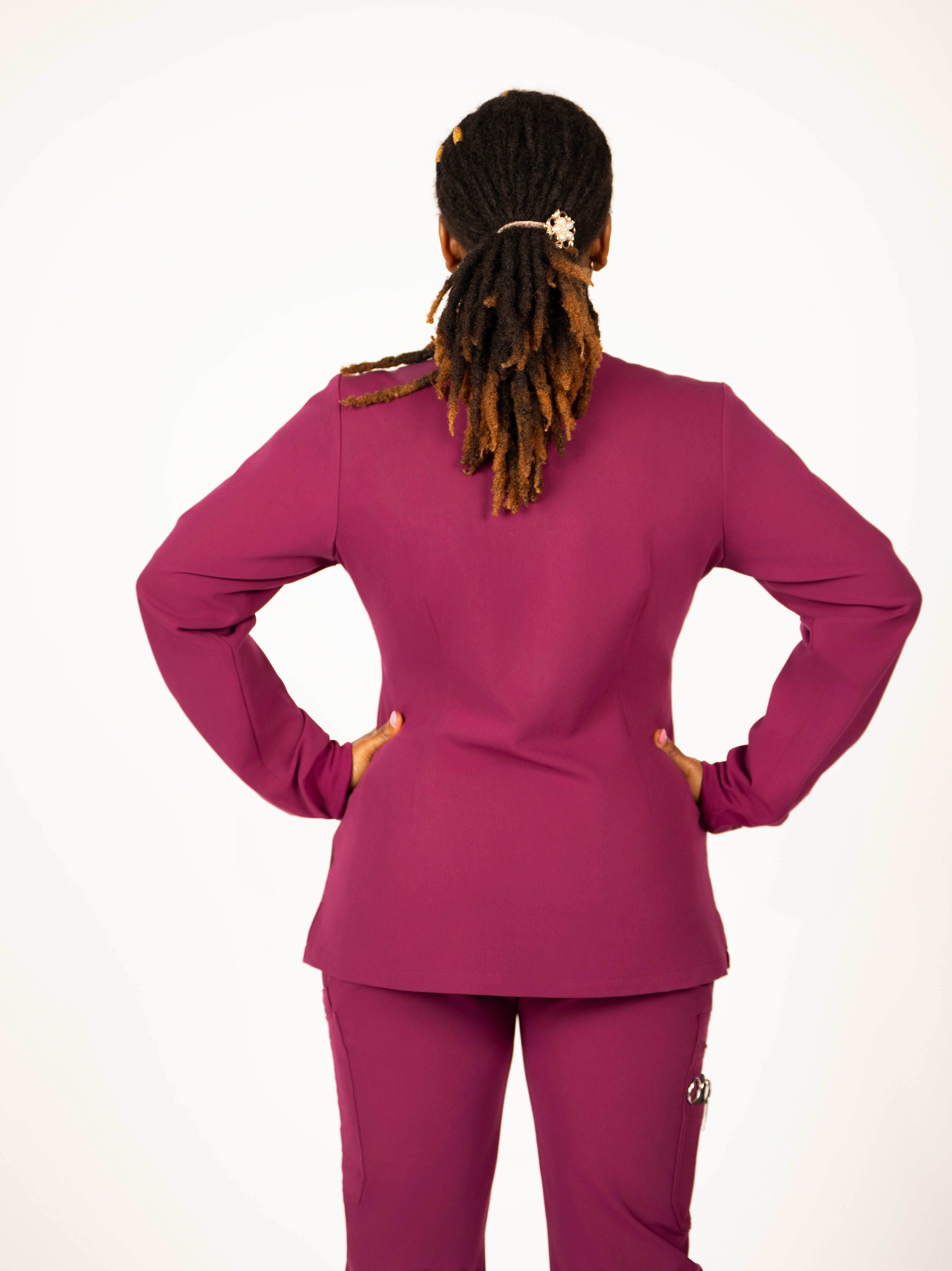 Talata Long Sleeve Scrub Shirt-Burgundy.